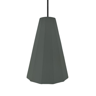 Radiance - Luminaire suspendu 1 lumière cannelé - Vert étain - Noir mat - l 9 po x H 13 po - DEL dédiée - Tige rigide