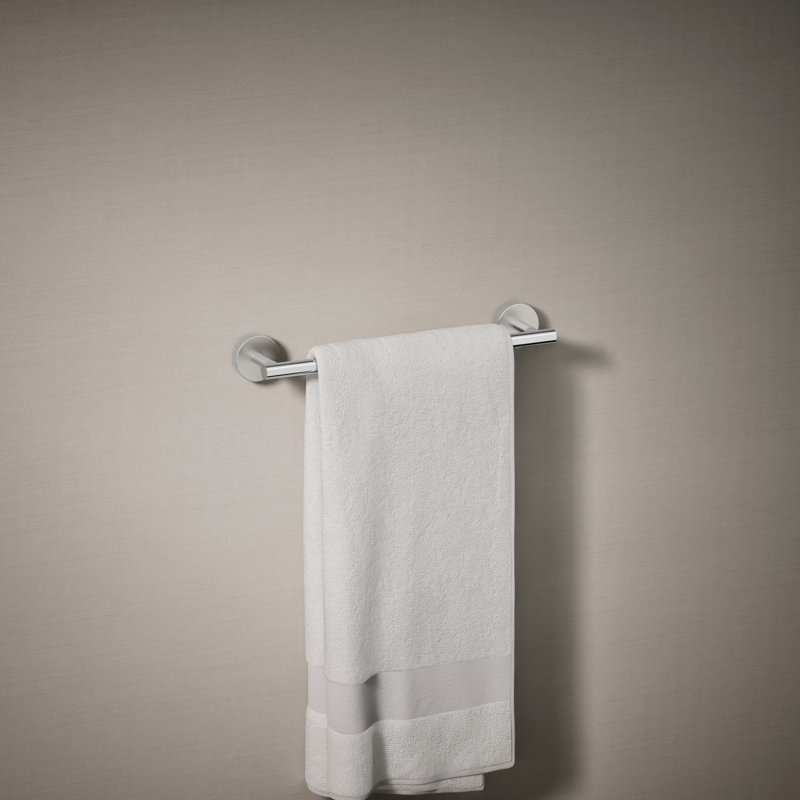 Elate Wall Mounted Round Towel Bar, Metal Wall-Mounted Towel Holder, 2" H x 12" L x 2.75" D, Polished Chrome