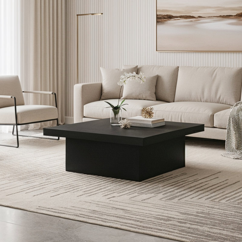 Table basse Caomhan Block, 12.2" H x 35.4" L x 35.4" W, Chêne noir