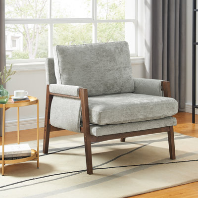 Blerton Mid-Century Modern Velvet Accent Chair,Leisure Chair with Solid Wood and Thick Seat Cushion for Living Room, Bedroom, Studio by George Oliver