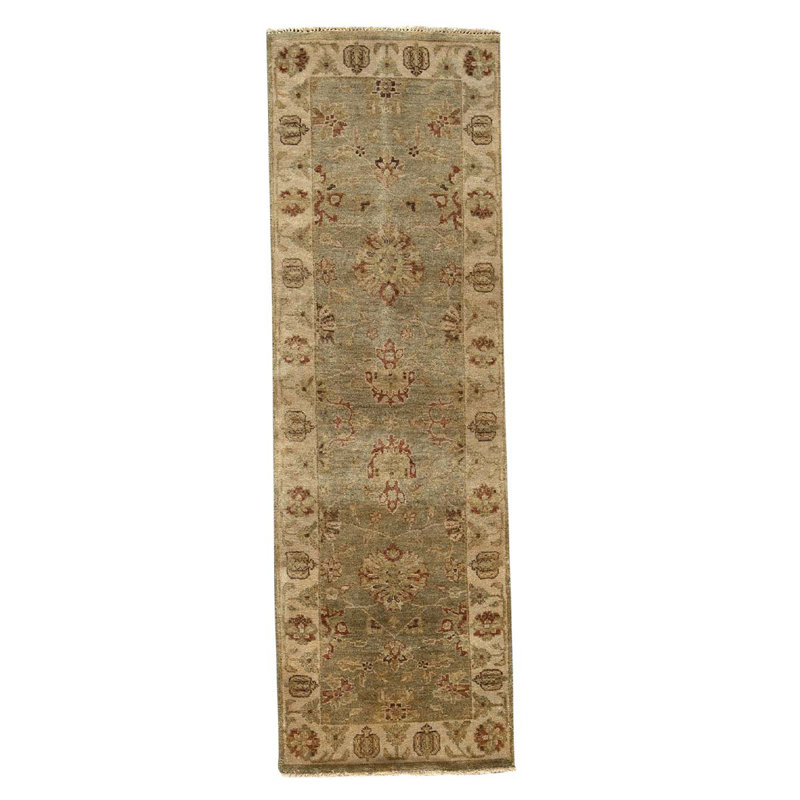 Tapis en laine à motif géométrique brun / beige / gris 2 pi 6 po x 8 pi 6 po