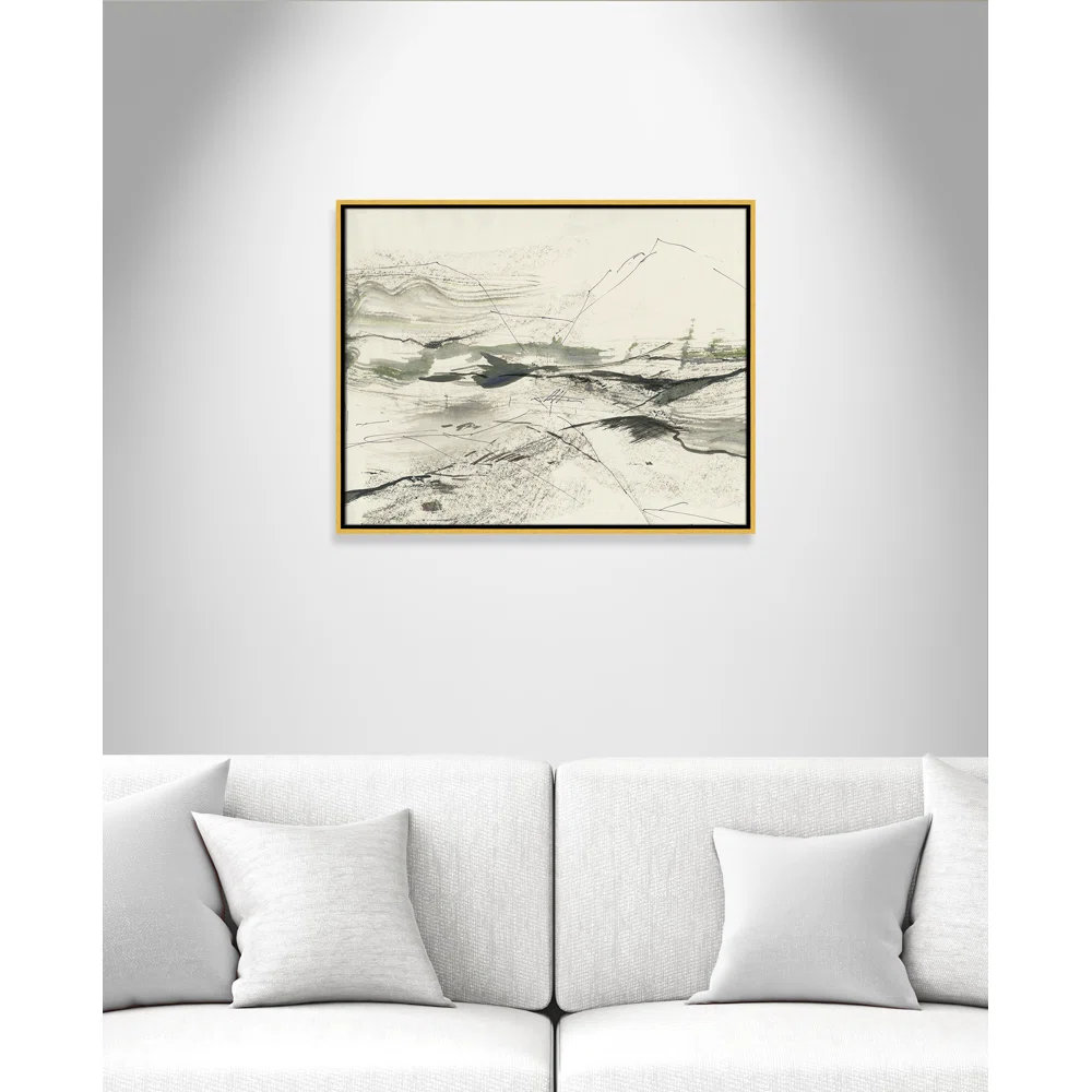 Green Sketches Print by PI Studio, 23.5" H x 29.5" W x 2" D, Gold Floater Framed, No Mat