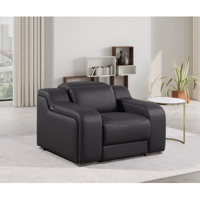 Fauteuil inclinable électrique en cuir fleur italien Divanitalia