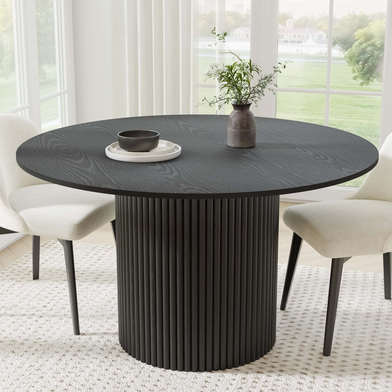 Table de salle à manger en bois massif, Noir, noir, noir, noir, H 30 po x L 52 po x l 52 po