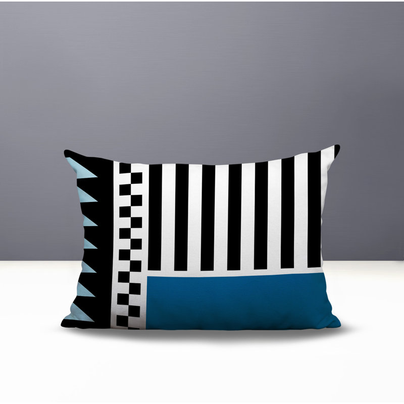 Oreiller rectangulaire réversible intérieur / extérieur Kaleido, Rectangulaire H 14 po x l 20 po, Turquoise