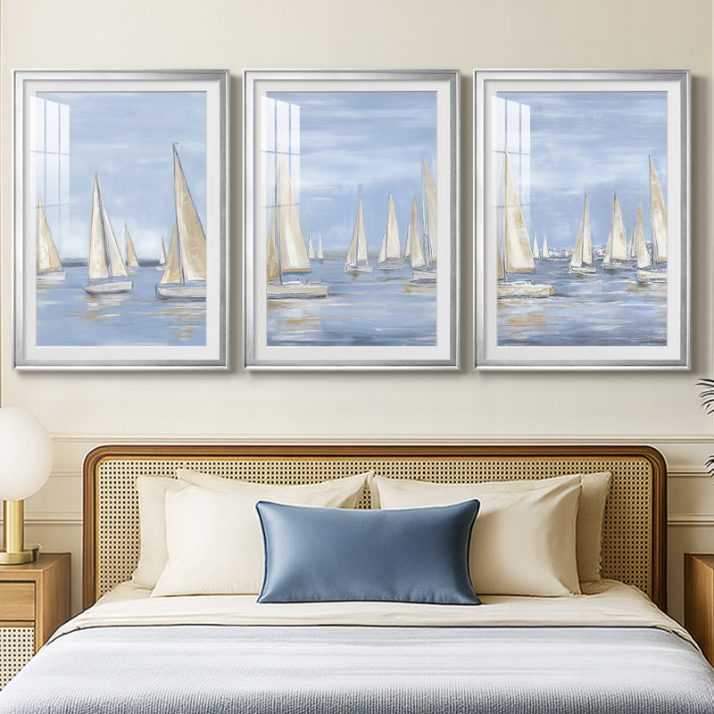 NAUTICAL Series I - Impression personnalisée de qualité supérieure avec cadre mat - 3 pièces, H 21 po x l 30 po