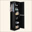 Grande armoire de rangement pour salle de bain, armoire de rangement autoportante avec crochet et tablette réglable, panneau de fibres à densité moyenne-497178837