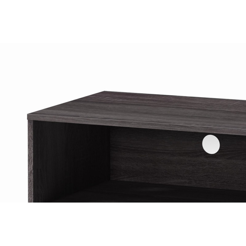 TV Stand For Tvs Up To 47.3" With 2 Storage Shelves And 1 Cabinet Modern Entertainment Centre, Dark Gray/White