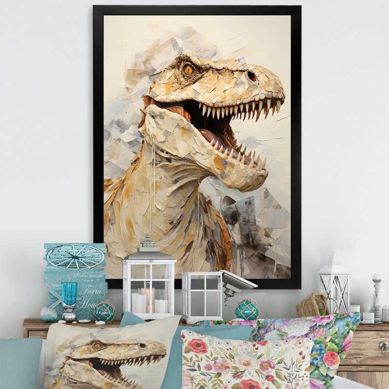 «Dinosaur T Rex Supreme I», reproduction sur toile, Cadre simple noir, H 44 po x l 34 po x P 1,5 po