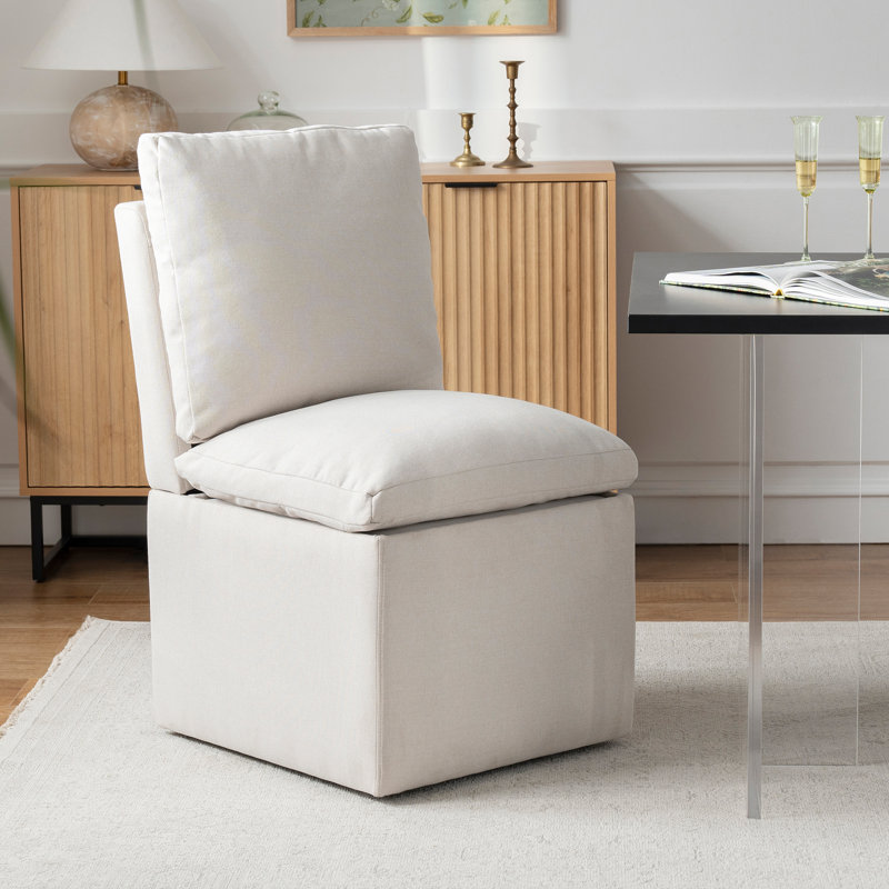 Chaise roulante sans accoudoirs avec roulettes cachées pour le salon, la chambre à coucher, 1