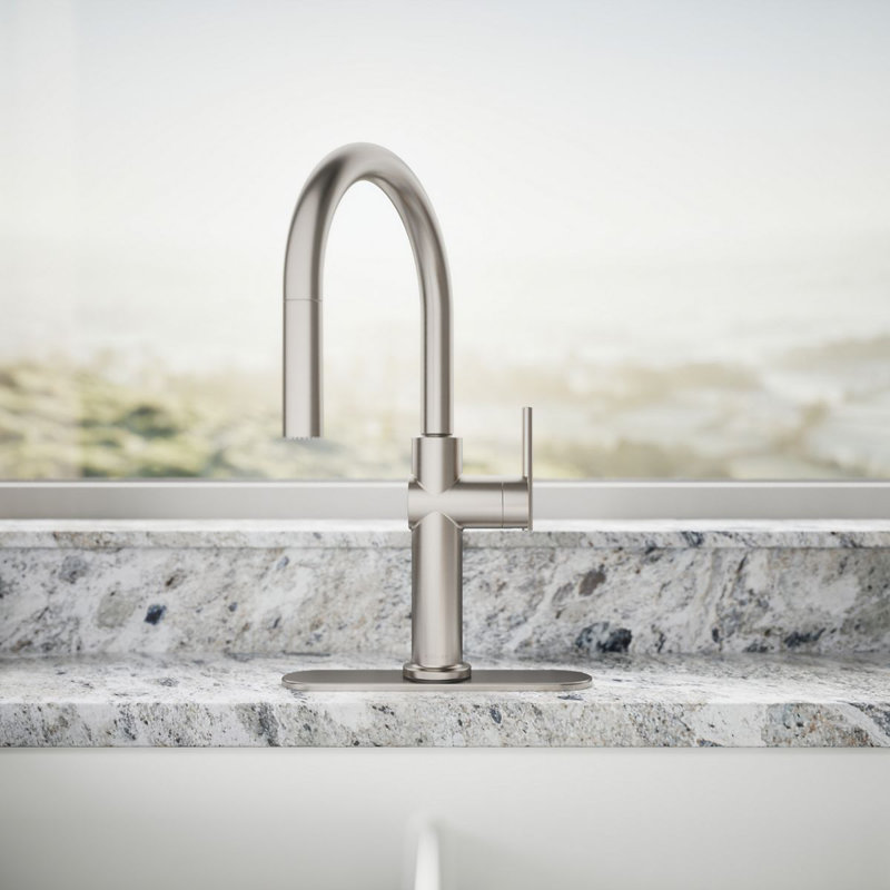 Robinet de cuisine à poignée simple Kohler Crue, Acier inoxydable vibrant