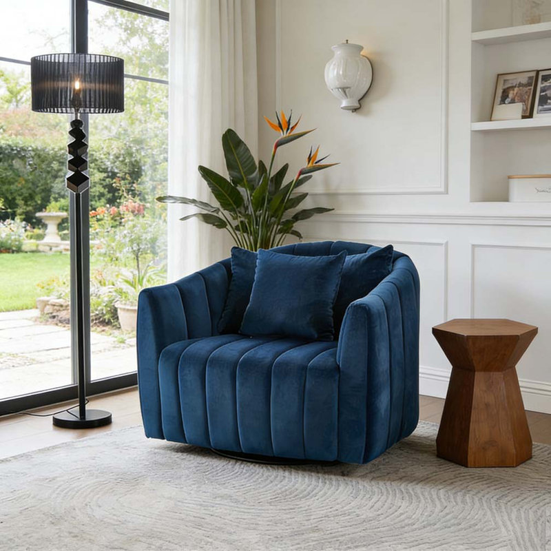 Fauteuil demi-tonneau pivotant surdimensionné de 40,1 po et pivotant sur 360 °
