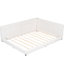 Grand lit plateforme tapissier beige avec construction durable et ports de charge en lin élégants, tissu-1746059563-1746059557