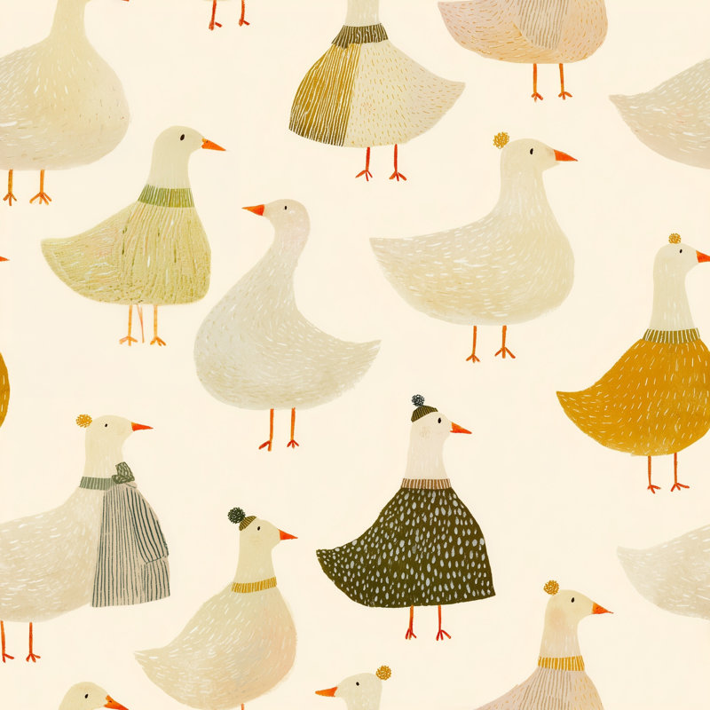 Papier peint avec motif de canard et bernache, Non tissé, non collé