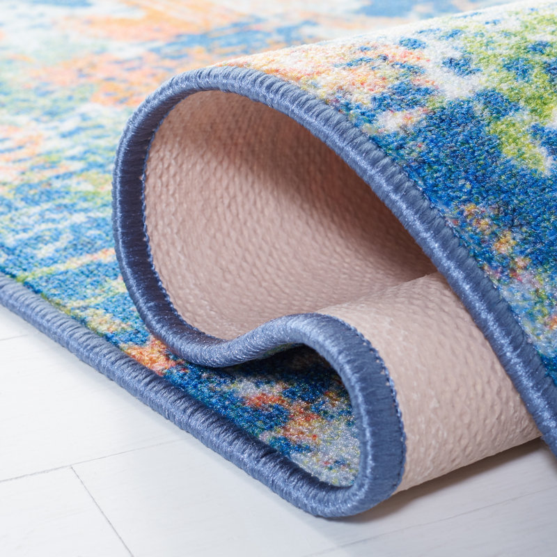 Tapis bleu marine / orange Clairan, Rectangle 3 pi 3 po x 5 pi 3 po