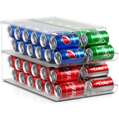 Sorbus Clear Acrylic Stackable 12 Soda and Can Organizer with Lids