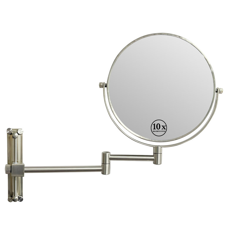 Ablie Wall Mounted Makeup Mirror 8-inch 1x/10x Double-Sided Magnifying, 360-Degree Free Rotation, Matte Black