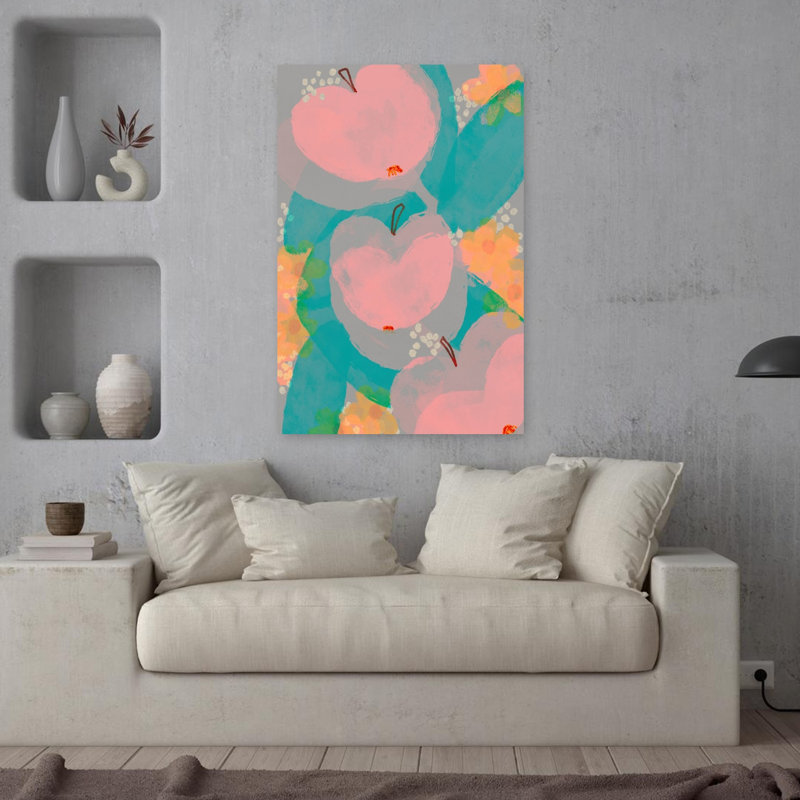 Art mural rose et rose, H 36 po x l 24 po