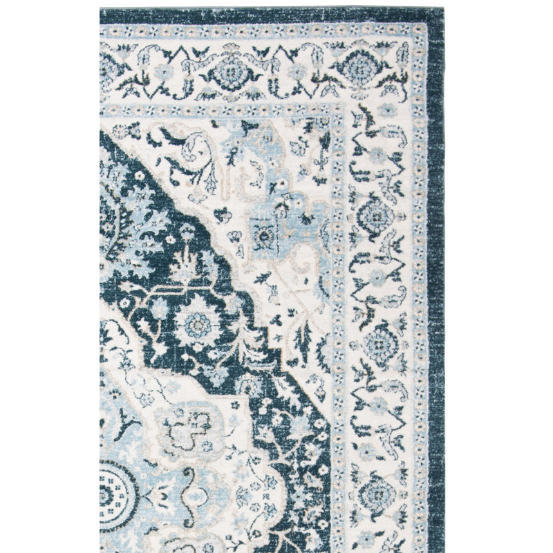 Delmer Oriental Blue Area Rug, Rectangle 4' x 6'