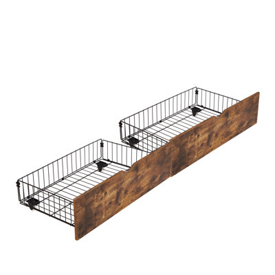Full Bed Drawers With Wheels For Smooth Storage - Metal Iron And Under Container Storing , Bedding Clothes Brown Black Color, 25 Inches Deep, 15.7 Wide, 7.7 High Four Wheel Construction Various Goods