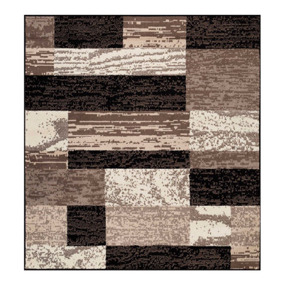 5' Chocolate Patchwork Power Loom Stain Resistant Area Rug