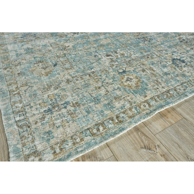 Oriental Area Rug in Blue, Rectangle 6' x 9'