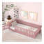 Lit plateforme simple avec clôture et porte tournante, rose, bois de pin