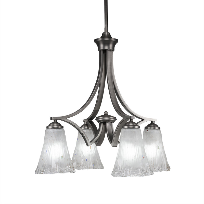 Zilo 4 Light Downlight Chandelier Shown In Graphite Finish With 5.5" Fluted Frosted Crystal Glass
