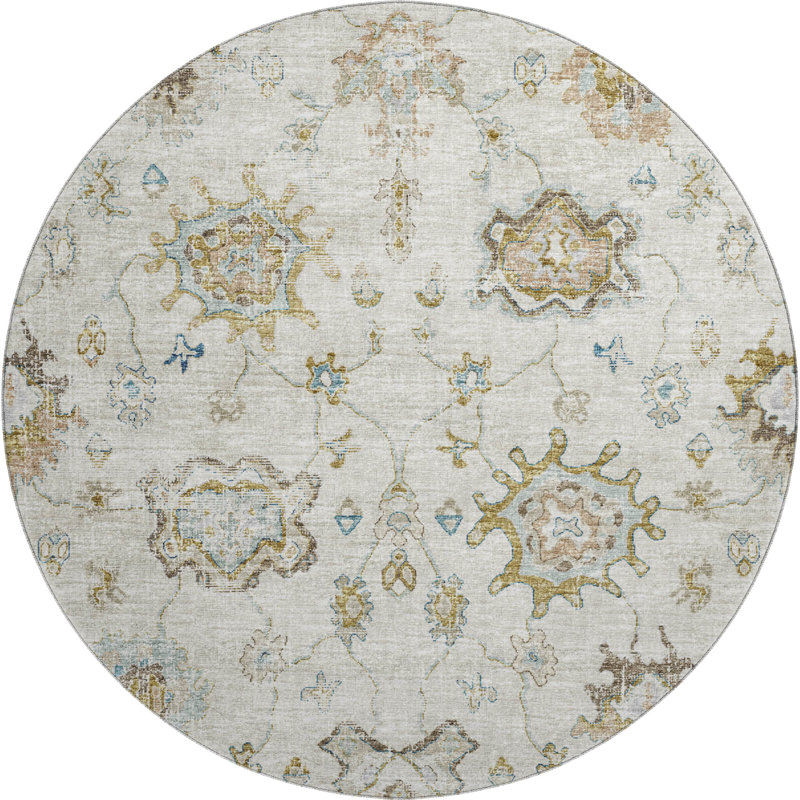 Mcciskill Machine Woven Linen Rug, Round 8'