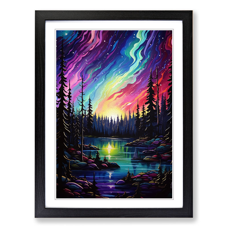 Single Picture Frame Print on Wood, 64cm H x 46cm W, Black Framed