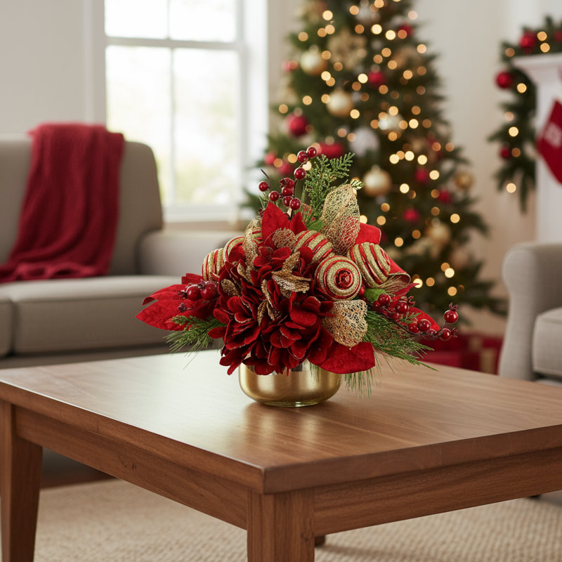 Arrangement floral de l'hortensia festif Woodside, Rouge