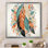 Plumes de bohème rétro en bleu et orange sur toile