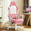 Chaise de jeu mignonne avec oreilles de chat, accessoires de sonnerie et soutien lombaire, chaise d'ordinateur ergonomique pour fille avec repose-pieds et accoudoirs rembourrés-1058511899