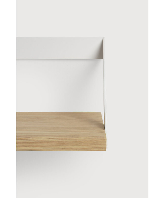 Ribbon Oak Solid Wood Floating Shelf, White