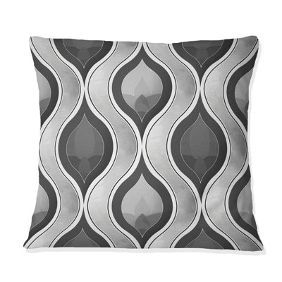 Grey Timeless Trellis Art - Midcentury Throw Pillow