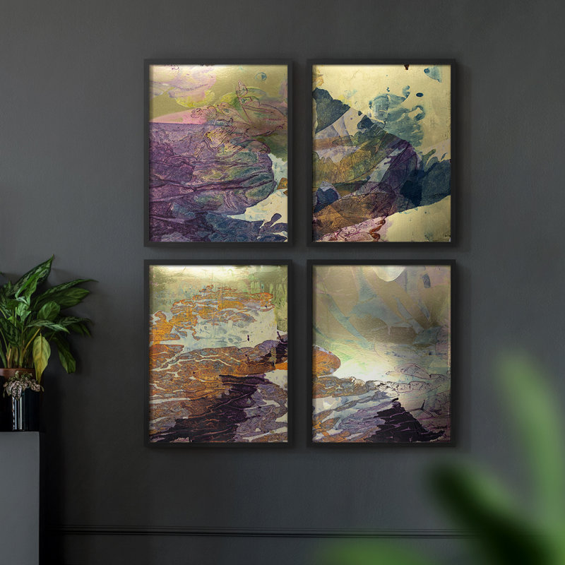 «Monet's Landscape V», ensemble de 4, Noir, H 32 po x l 10 po
