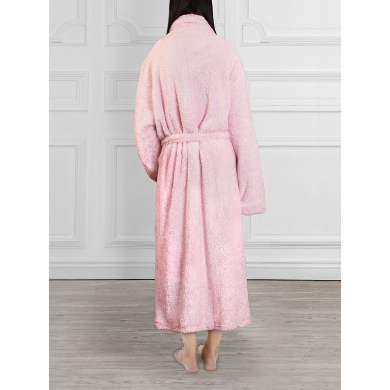 Lamartine Fleece Girl / Woman+ Mid-Calf Bathrobe with Pockets, L/XL, Light Pink