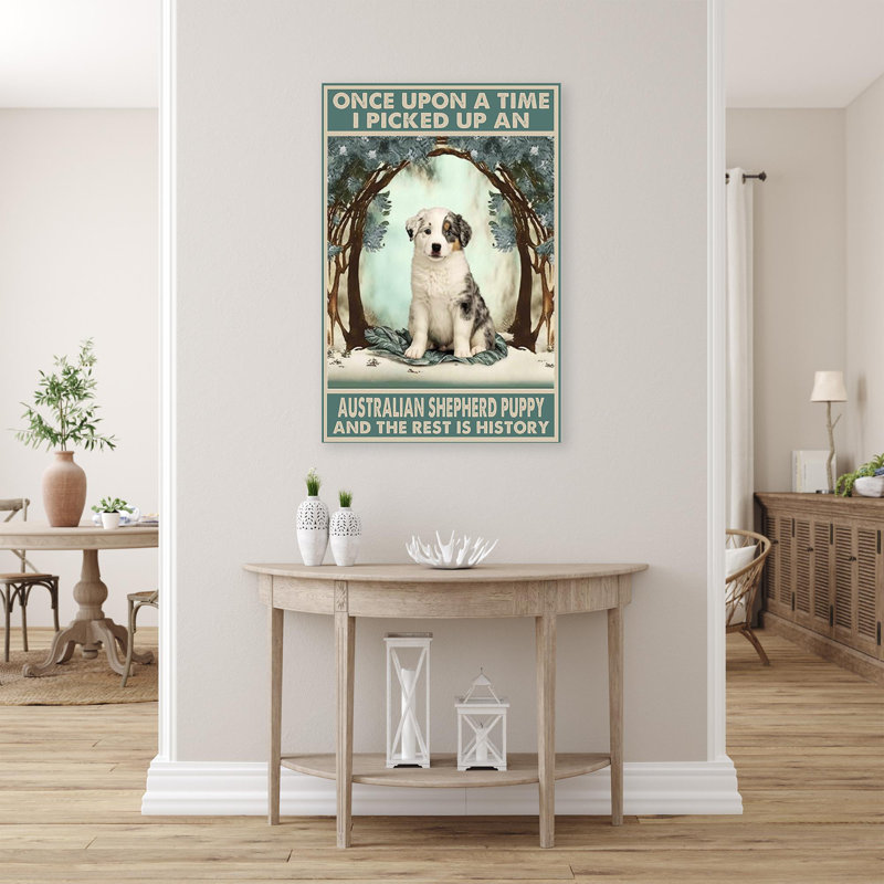 Chiot berger australien sur toile, Neysa, H 36 po x l 24 po x P 1,25 po