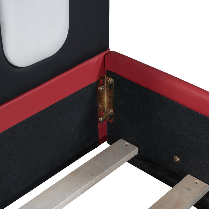 Lit plateforme simple avec roulettes, Rouge
