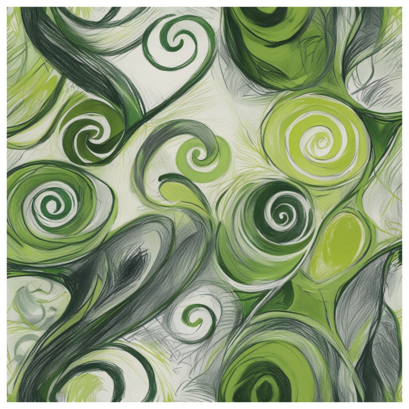 Tapisserie murale abstraite tourbillon vert - décoration murale tourbillons, 68in H x80in W with 4 Grommets