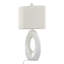Lampe de table contemporaine en polyrésine 29 po en polyester blanc mat, coquille naturelle et abat-jour en lin blanc - ensemble de 2
