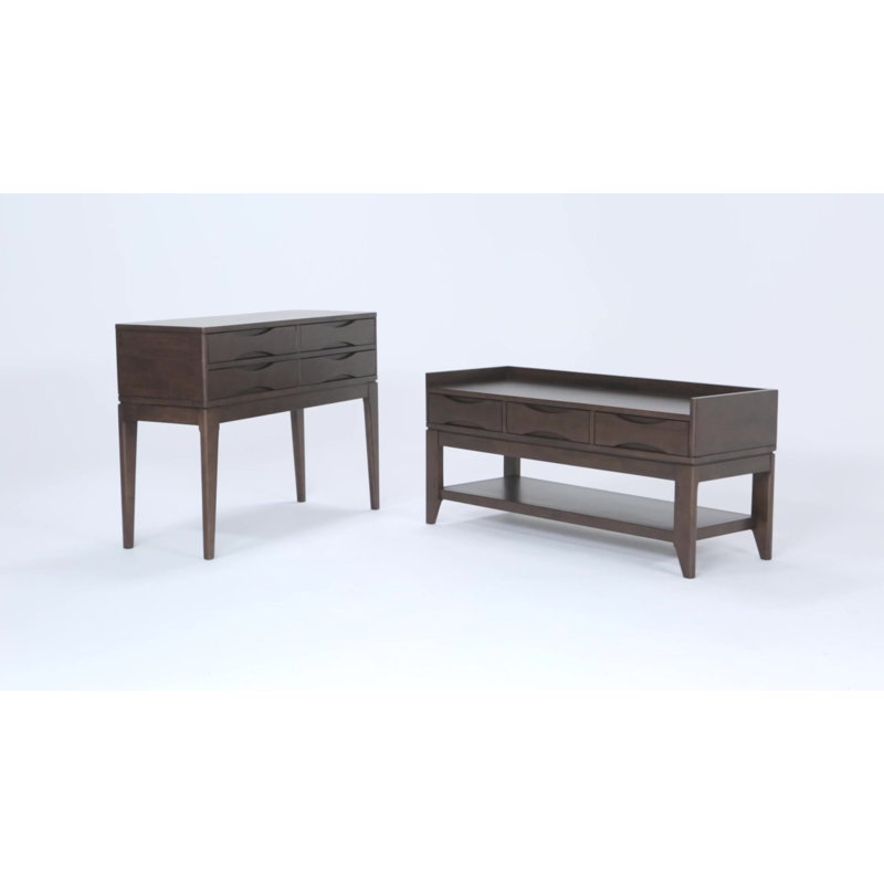 Harper 40" Walnut Brown Solid Wood Hallway Console Table with Storage