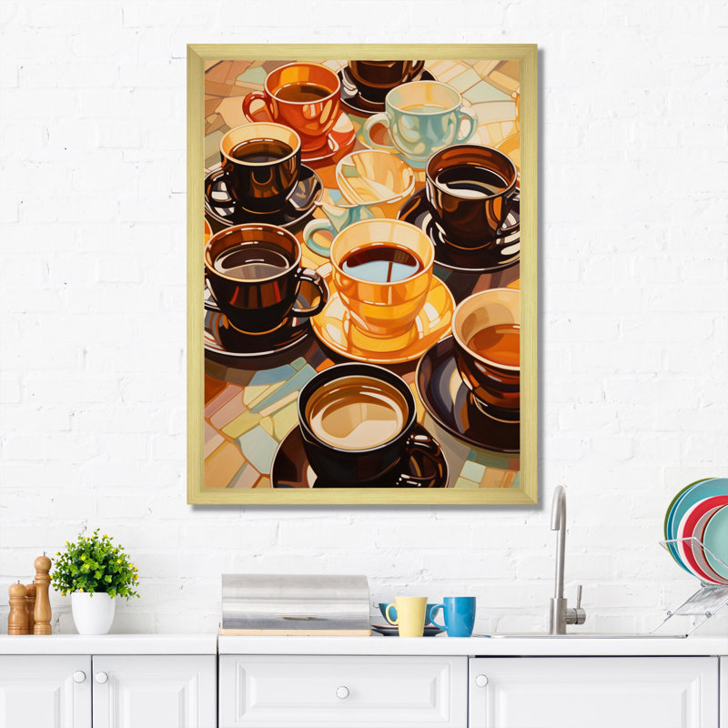 Jaffet Food Coffee Tea VI - Art sur toile, impression sur toile, H 44 po x l 34 po x P 1,5 po, Cadre doré simple
