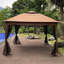 Pavillon de jardin escamotable 11X11FT, moustiquaire pour l'extérieur avec double toit et sacs de sable (brun)