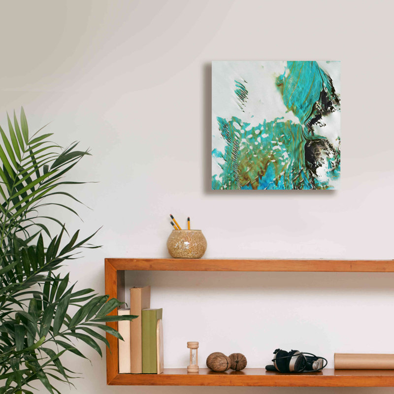«Blue Ice» - peinture sur toile tendue, H 12 po x l 12 po x P 0,75 po