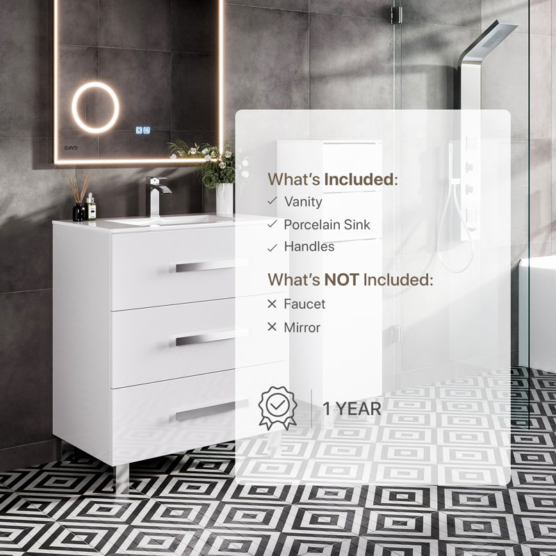 Meuble-lavabo simple 32 po Shenika, Blanc