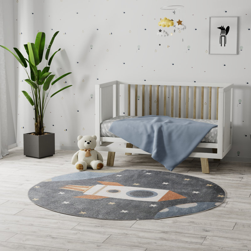 Hanfurd Machine Woven Polypropylene Plastic Rug, Round 4'