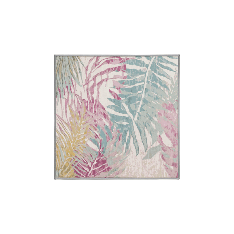 Machine Washable Gray Area Rug, Square 5'