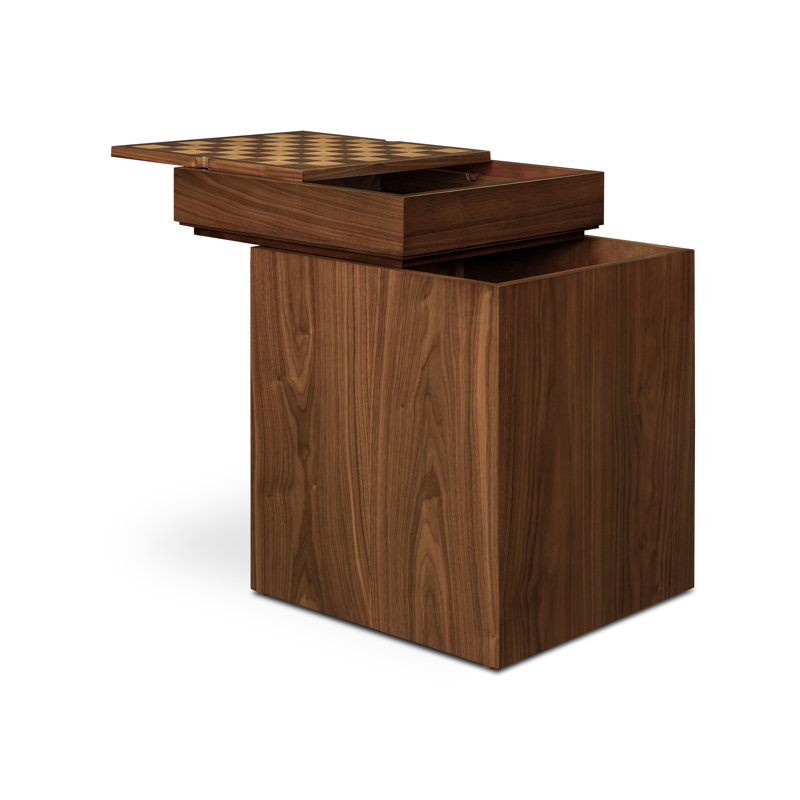 Torre Walnut Game Table with a Reversible Inlaid Chessboard Top