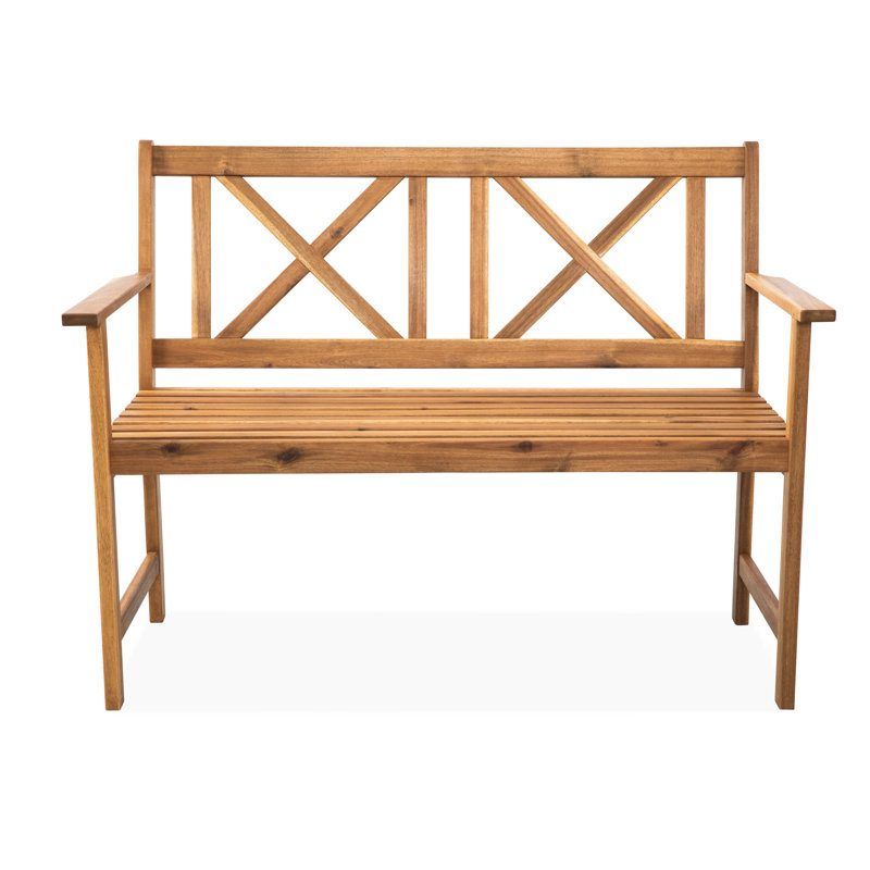 Wooden Garden Bench with X-Back
